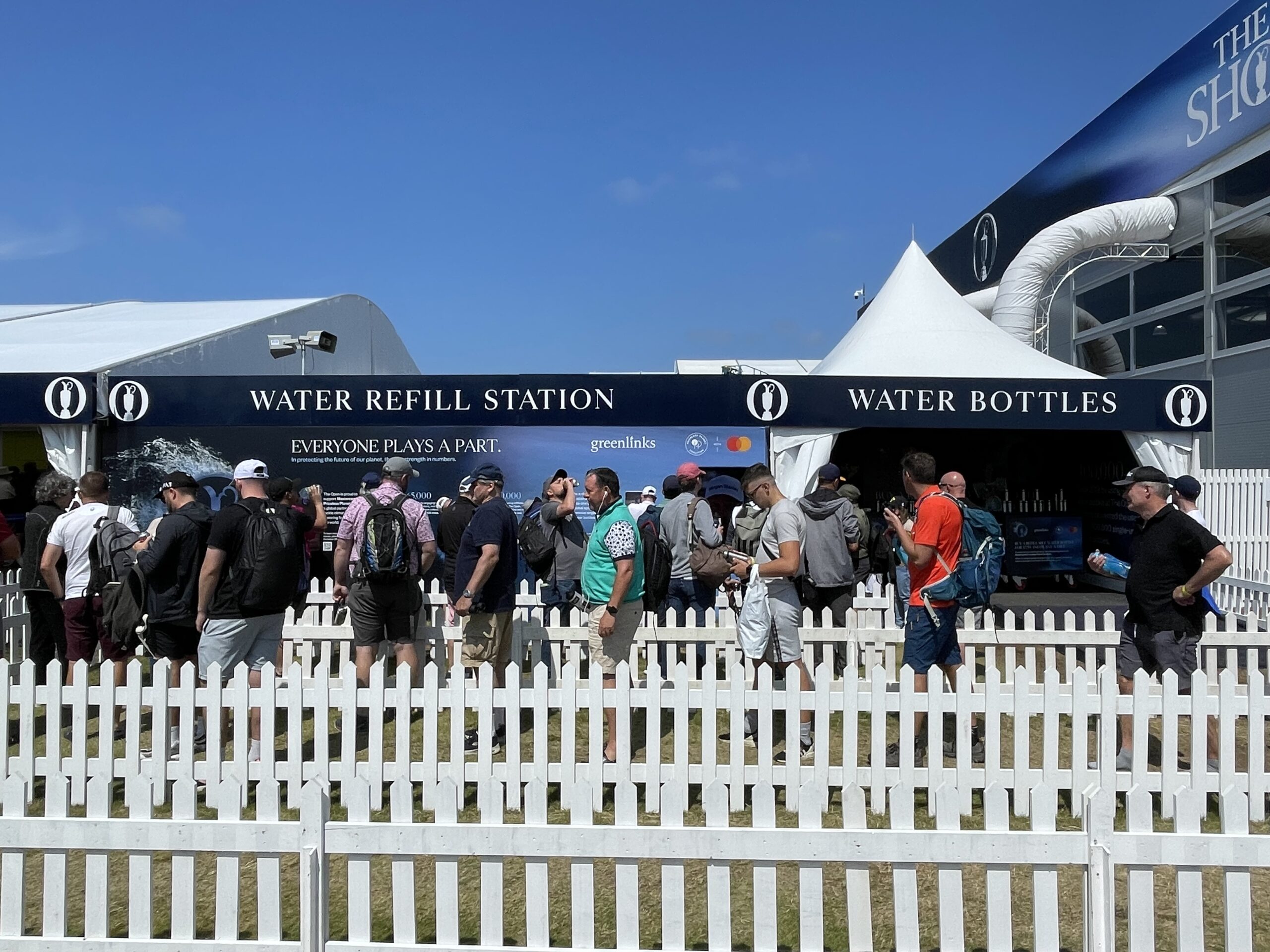 Bluewater deploys two mega-sized Water Wall hydration stations at The 151st Open to hydrate golf fans at Royal Liverpool