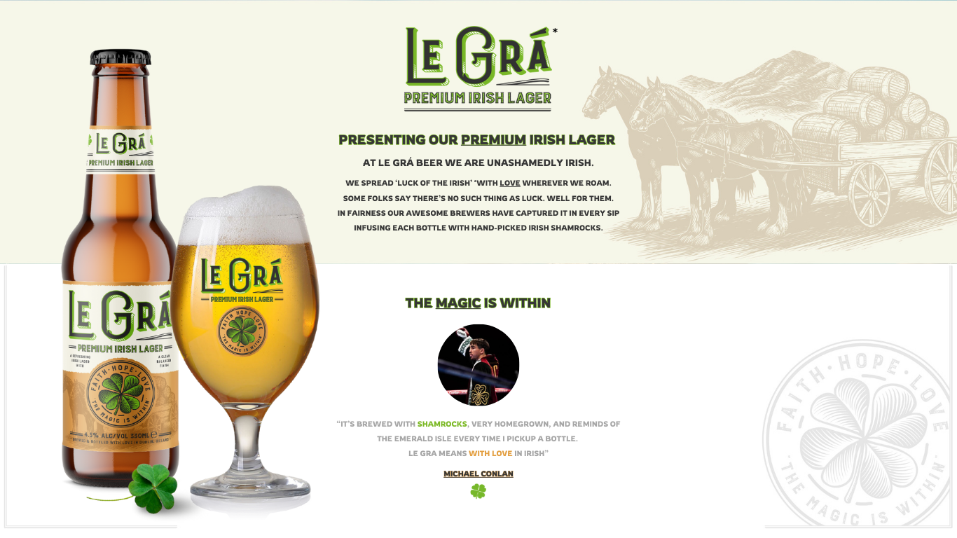Le Grá Premium Irish Lager Unlocks the Luck of the Emerald Isle – The Magic is Within